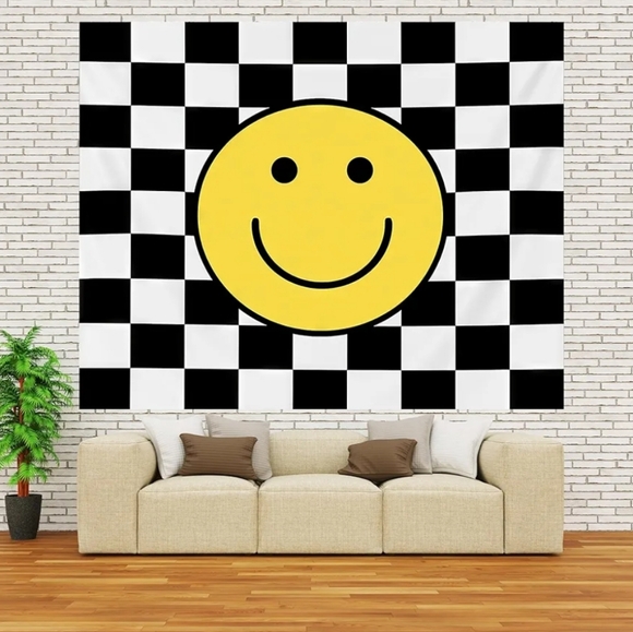 Other - NEW! Smiley Face Checkered Wall Tapestry